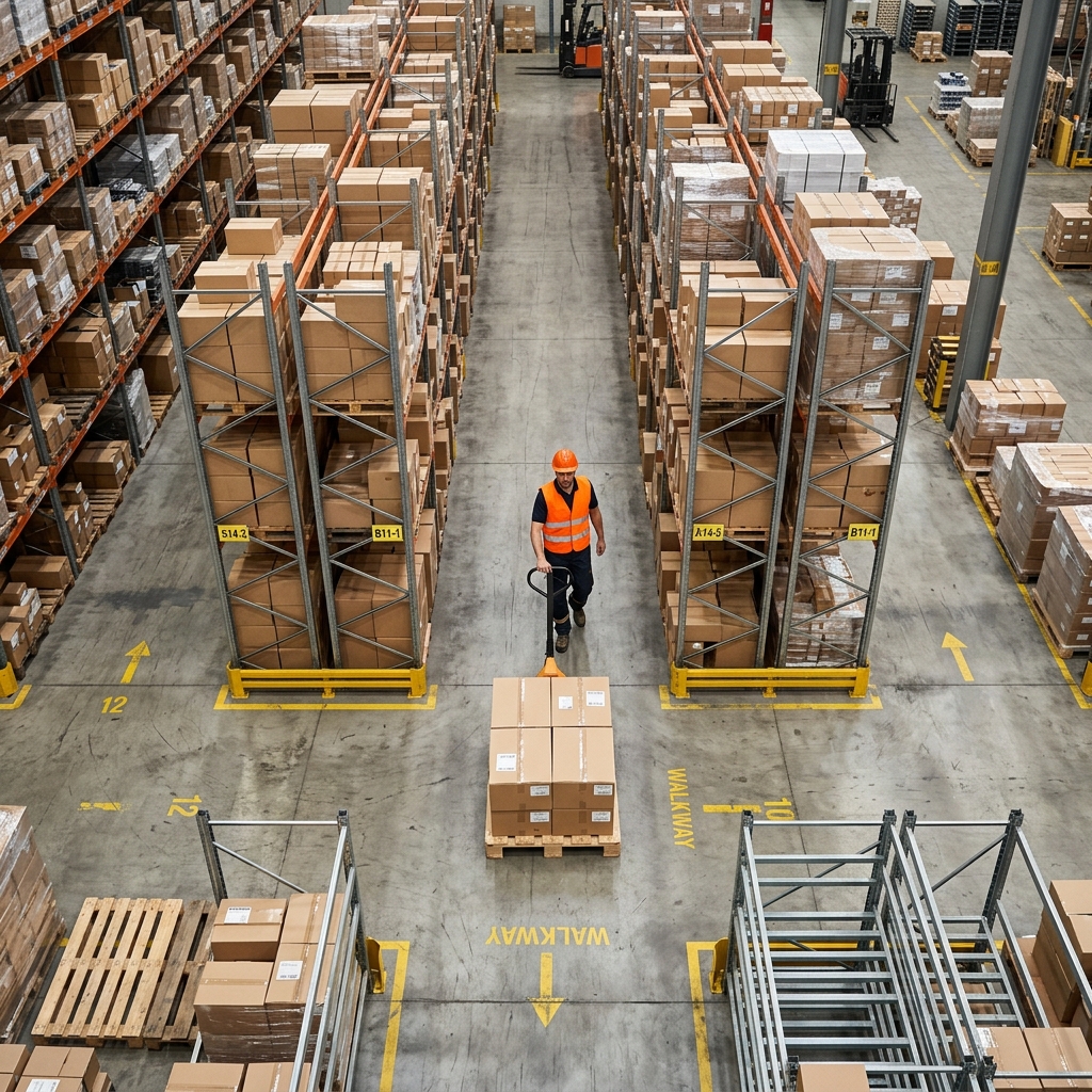 Warehouse Worker with Cargo